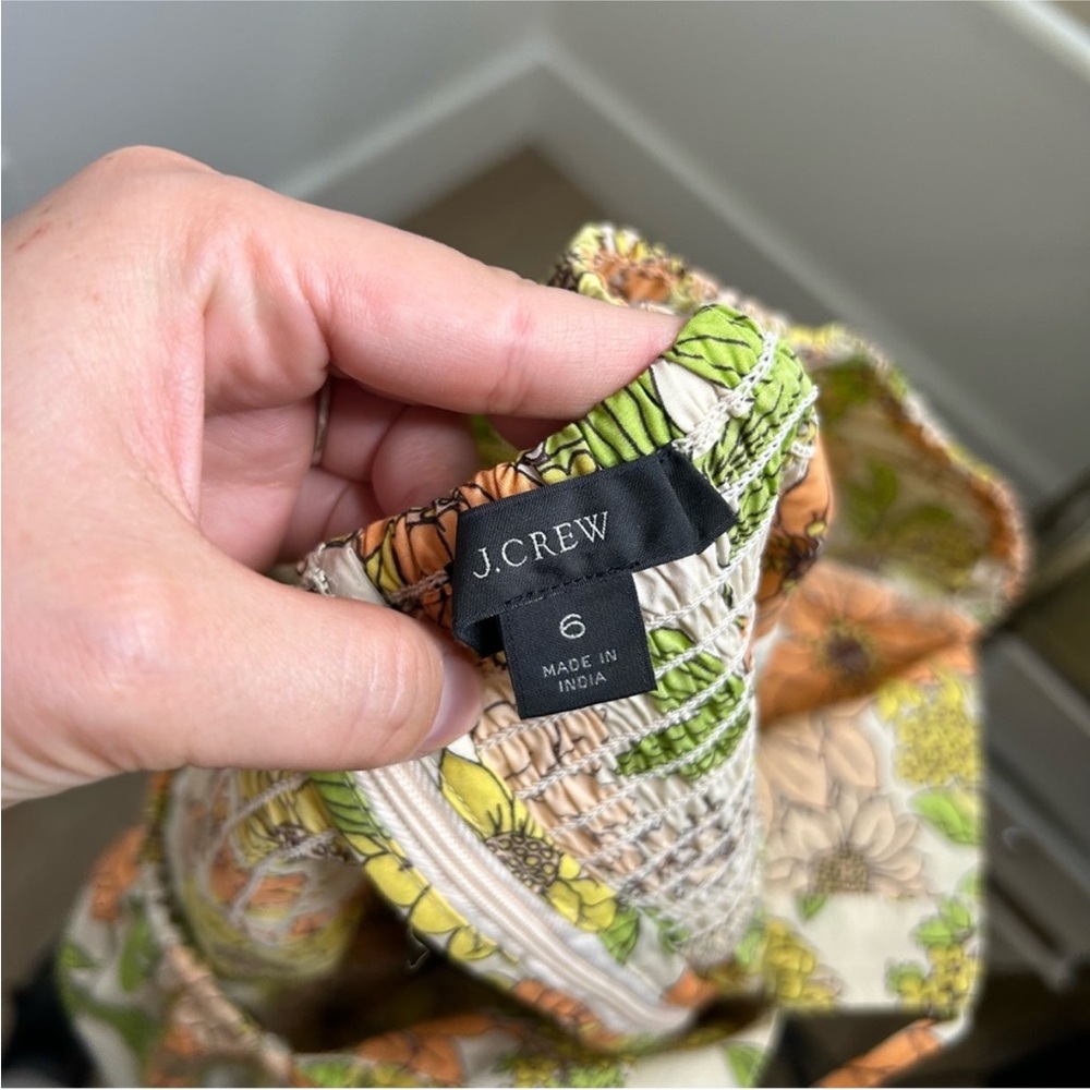 J. Crew Reimagined Square Neck Floral Cotton Blouse Puffed Sleeve Top - Picture 8 of 8